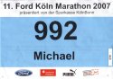 Startnummer 11. Ford K�ln Marathon 2007